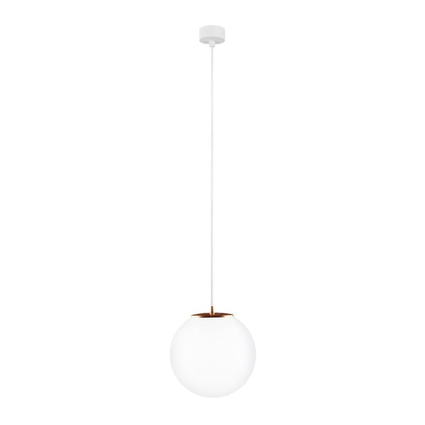 Baltas pakabinamas šviestuvas su baltu kabeliu ir vario spalvos detalėmis "Sotto Luce Tsuri", ⌀ 25 cm