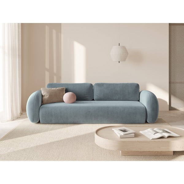 Pilkai mėlynos spalvos iš velveto sulankstoma/su sandėliavimo vieta sofa 262 cm Tonale – Cosmopolitan Design-image-1