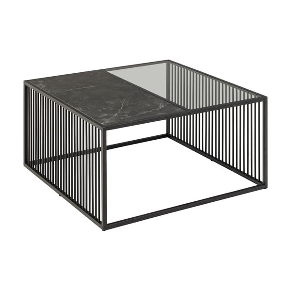 Kavos staliukas juodos spalvos su stikliniu stalviršiu 80x80 cm Strington – Actona