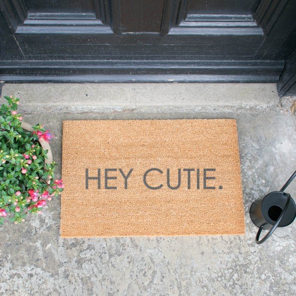 Pilkas natūralaus kokoso pluošto kilimėlis Artsy Doormats Hey Cutie, 40 x 60 cm-image-1