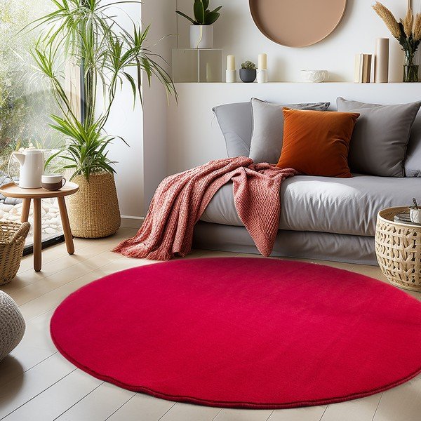 Skalbiamas raudonos spalvos apvalios formos kilimas ø 120 cm Sky – Ayyildiz Carpets-image-1