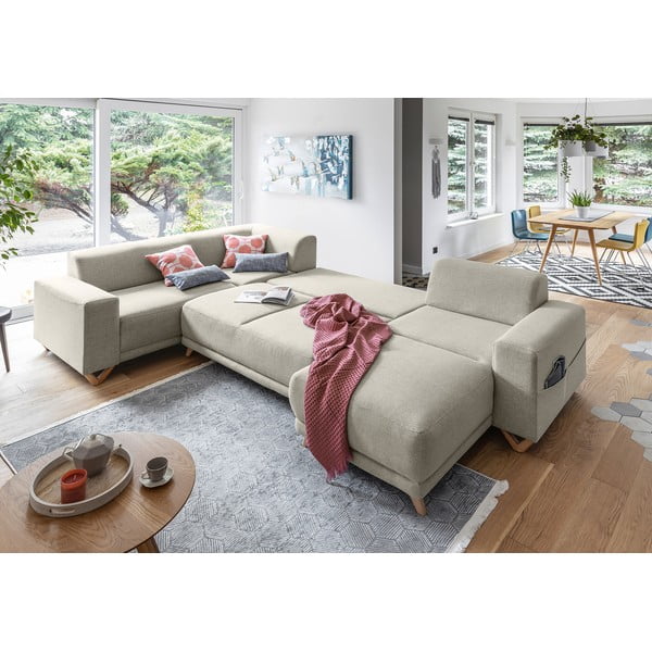 Smėlio spalvos sulankstoma/su sandėliavimo vieta kampinė sofa (su kairiuoju kampu/„U“ formos) Classy Sophie – Miuform-image-4