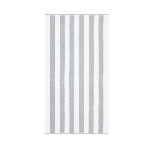 Baltos spalvos/pilkos spalvos iš frote audinio iš medvilnės vonios rankšluostis 70x120 cm Reversible Stripe – Bianca
