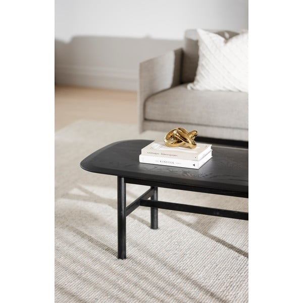 Juodos spalvos ąžuolinis kavos staliukas 135x62 cm Hammond - Rowico-image-1