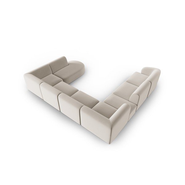 Smėlio spalvos iš velveto kampinė sofa (su kairiuoju kampu/„U“ formos) Paolo – Milo Casa-image-3