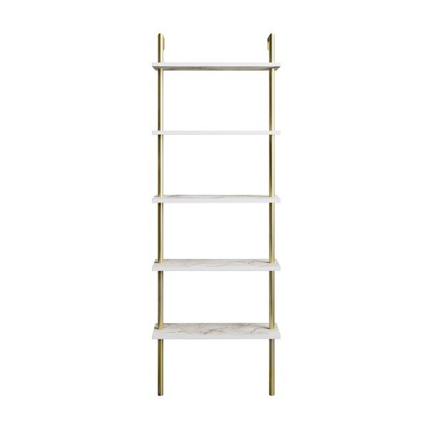 Pastatoma lentyna baltos spalvos su marmuro dekoru 60x174 cm Paula – Kalune Design