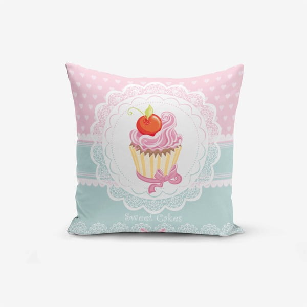 Minimalistiniai pagalvėlių užvalkalai Cupcakes Pink Blue, 45 x 45 cm