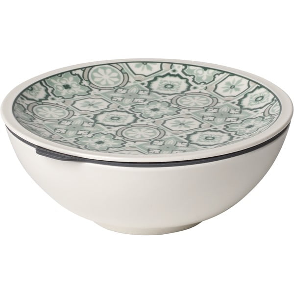 Žalia ir balta porcelianinė maisto dėžutė Villeroy & Boch Like To Go, ø 16,3 cm