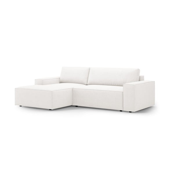Iš boucle sulankstoma kampinė sofa baltos spalvos (su kairiuoju kampu) Jodie – Micadoni Home-image-3