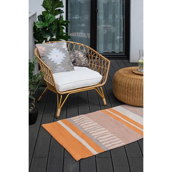 Smėlio spalvos oranžinės spalvos dvipusis lauko kilimas iš perdirbto plastiko Green Decore Bella, 120 x 180 cm-image-2