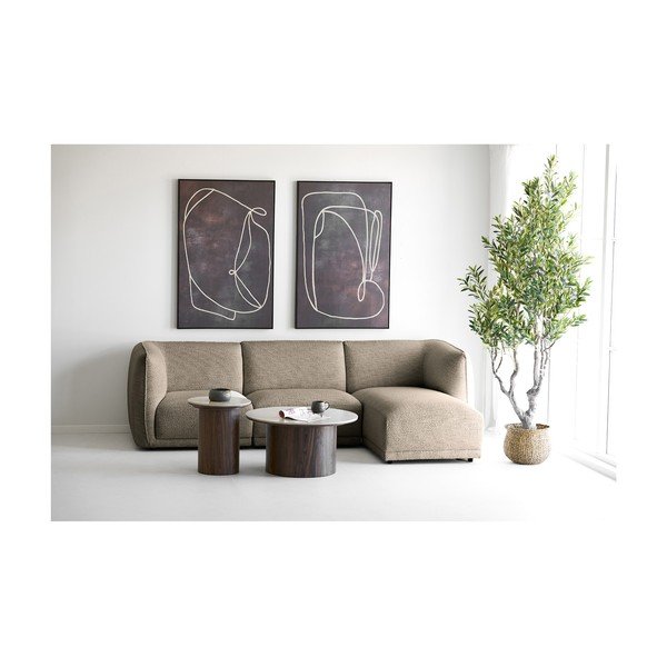 Smėlio spalvos kampinė sofa iš šenilinio audinio (su dešiniuoju kampu/su gultu) Noor – House Nordic-image-1