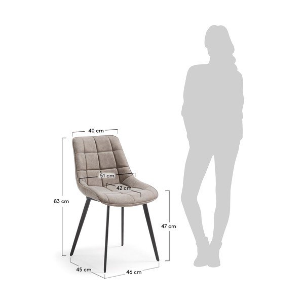 2 pilkų valgomojo kėdžių rinkinys "La Forma Adah-image-1