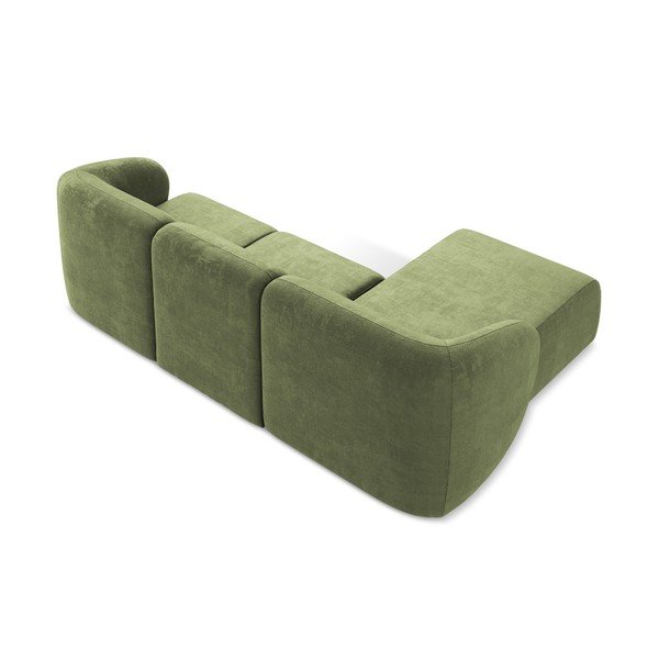 Žalios spalvos kampinė sofa iš šenilinio audinio (su kairiuoju kampu/su gultu) Lani – Makamii-image-3