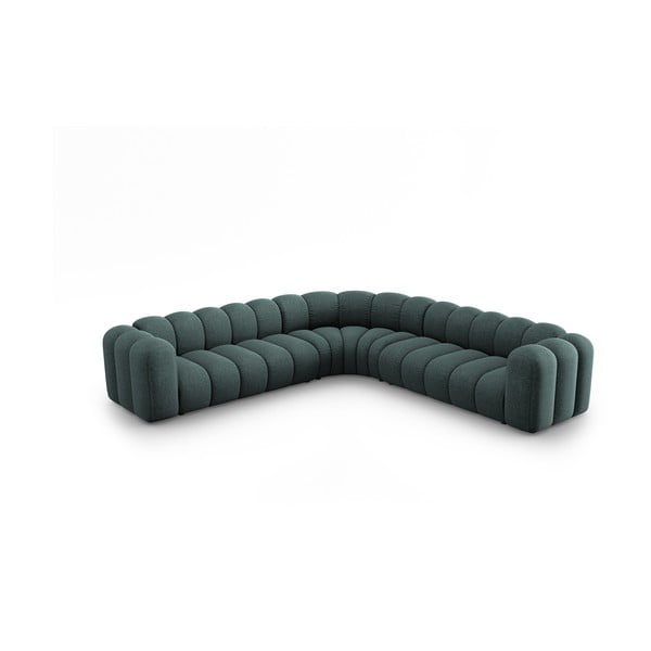 Turkio spalvos iš šenilinio audinio modulinė kampinė sofa Lupine – Micadoni 