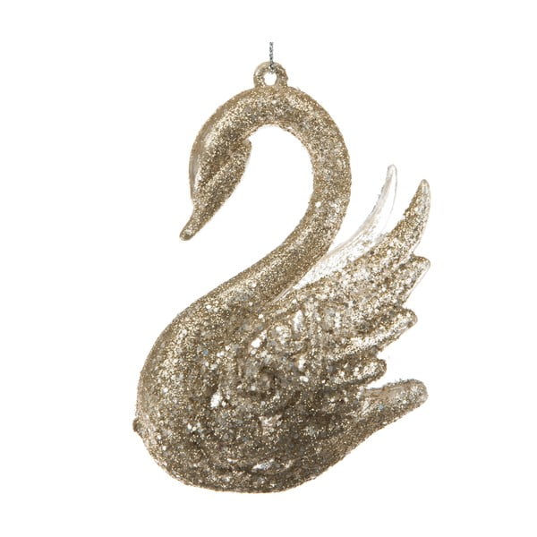 Iš plastiko eglutės papuošimas 10 cm Swan – Dakls