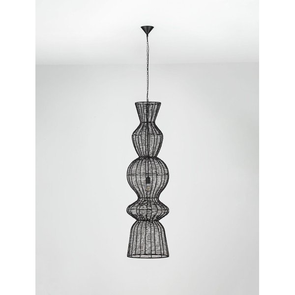Matinės juodos spalvos iš virvės kabantis šviestuvas ø 38 cm Breena – Nova Luce-image-2
