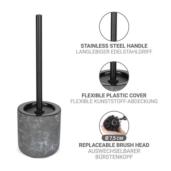 Pilkos spalvos iš keramikos tualeto šepetys Sacile – Wenko-image-3