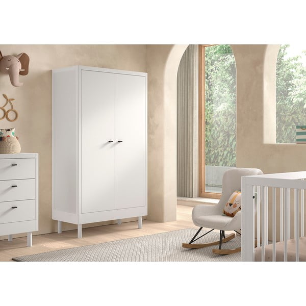 Baltos spalvos iš buko masyvo vaikiška spinta 100x190x55 cm Forrest – Vipack-image-1