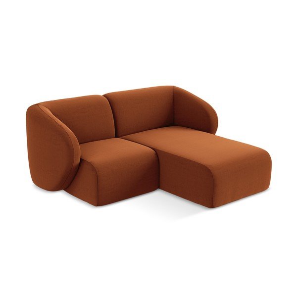 Terakotos spalvos kampinė sofa iš velveto (su dešiniuoju kampu/su gultu) Lani – Makamii-image-2