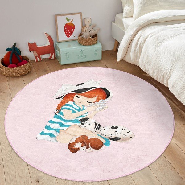 Vaikiškas kilimas rožinės spalvos ø 120 cm Comfort – Mila Home-image-3