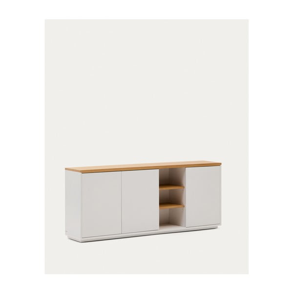 Baltos spalvos šoninė spintelė iš ąžuolo 180x75x36 cm Abilen – Kave Home-image-4