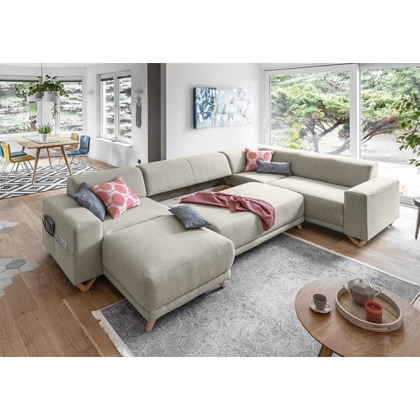 Smėlio spalvos sulankstoma/su sandėliavimo vieta kampinė sofa (su dešiniuoju kampu/„U“ formos) Classy Sophie – Miuform-image-4