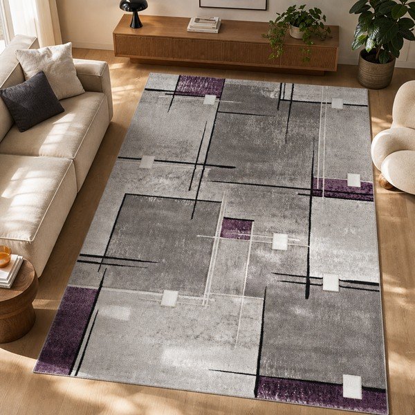 Pilkos ir violetinės spalvos kilimas Universal Detroit, 200 x 290 cm-image-4