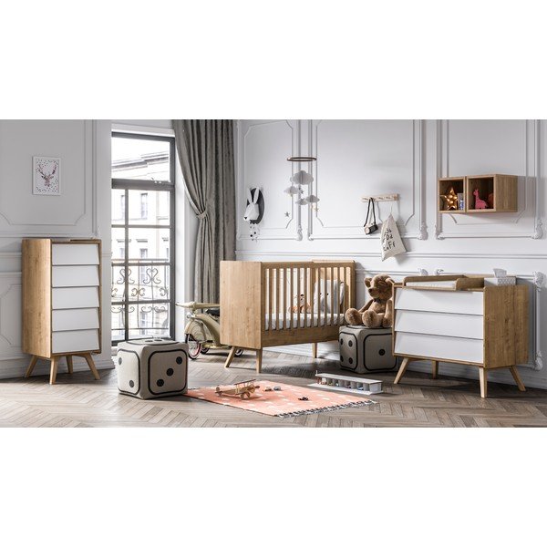 Balta komoda su 3 stalčiais Vox Vin-image-1