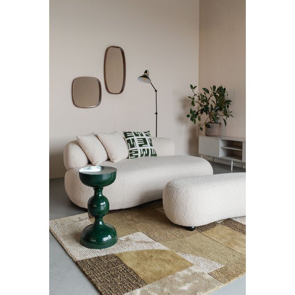 Kreminės spalvos paminkštinto audinio suolas iš boucle Noxx – White Label-image-1