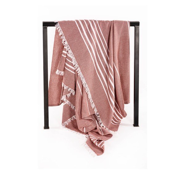 Terakotos spalvos iš medvilnės antklodė ir pledas 150x200 cm Solene – Tiseco Home Studio-image-3