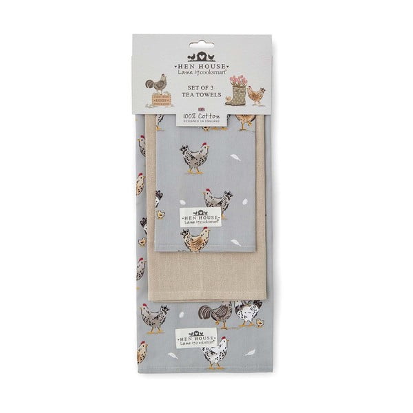 Iš medvilnės virtuvės rankšluosčiai 3 vnt. 45x65 cm Hen House – Cooksmart ®