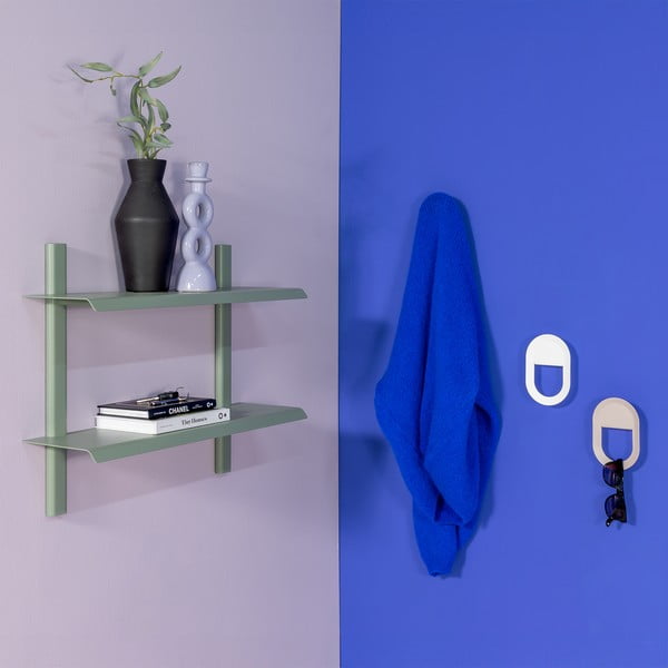 Pilkai žalios spalvos iš metalo kelių aukštų sieninė lentyna 60 cm Hola – Spinder Design-image-4