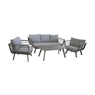 4 dalių sodo sofos su staliuku komplektas su aliuminio rėmu Garden Pleasure Elia