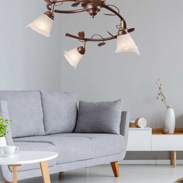 Lubinis šviestuvas tamsiai rudos spalvos ø 13 cm su stiklo gaubtu Bluszcz – LAMKUR-image-3