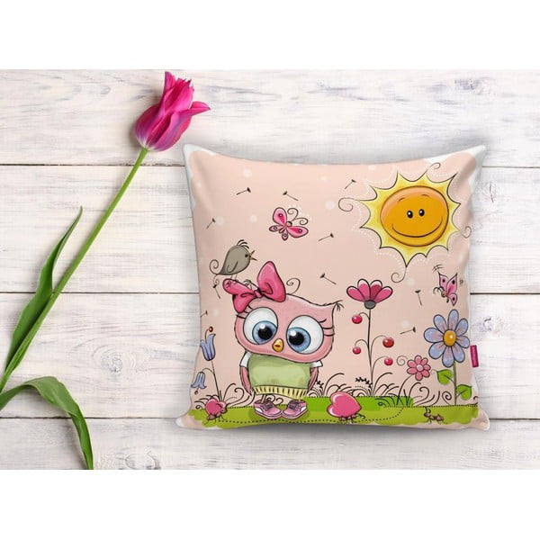 Vaikiškas pagalvės užvalkalas 43x43 cm Pink Owl – Mila Home-image-2