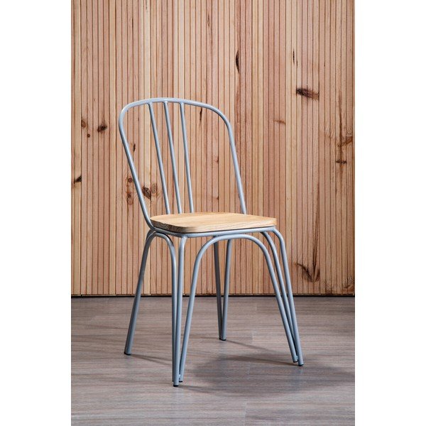 Pilkos spalvos/natūralios spalvos iš guobos masyvo valgomojo kėdė District – Premier Housewares-image-4