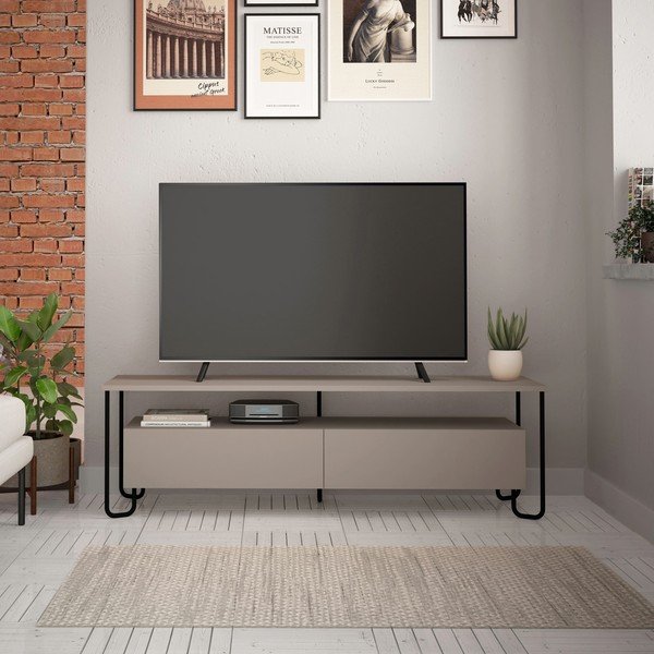 TV spintelė pilkos spalvos/smėlio spalvos 150x45 cm Dilly – Marckeric-image-1