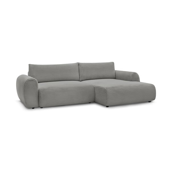 Iš kordinio velveto sulankstoma kampinė sofa tamsiai pilkos spalvos (su dešiniuoju kampu) Lucien – Bobochic Paris-image-3