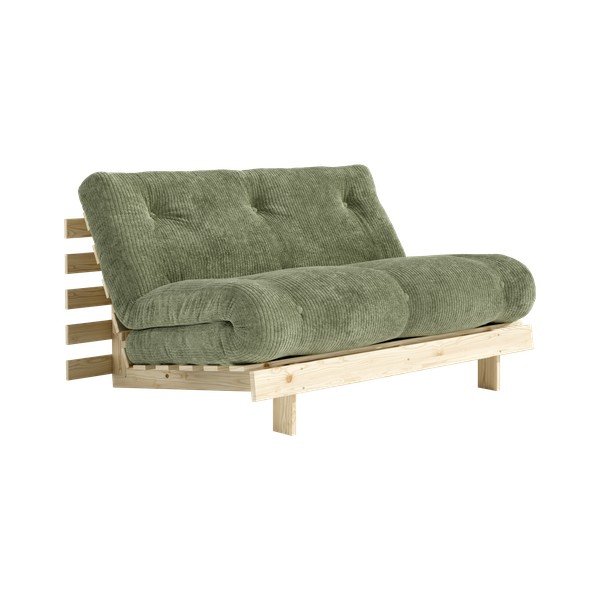 Žalios spalvos sulankstoma sofa iš kordinio velveto 140 cm Roots – Karup
