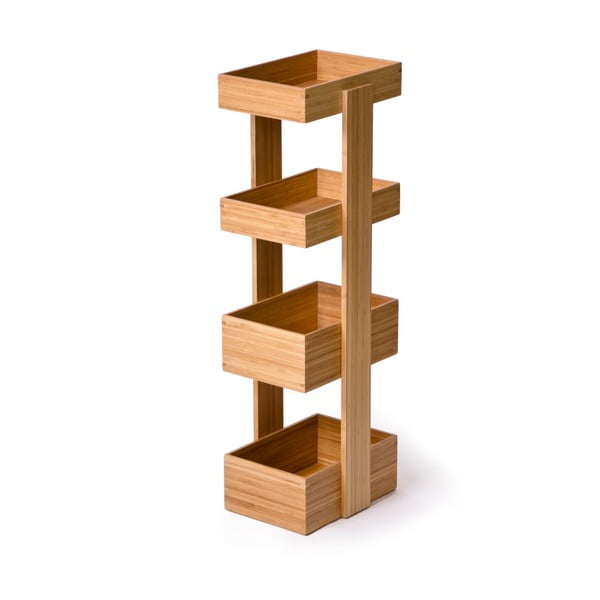 Keturių pakopų bambukinis vonios kambario stovas Wireworks Caddy Bamboo-image-1