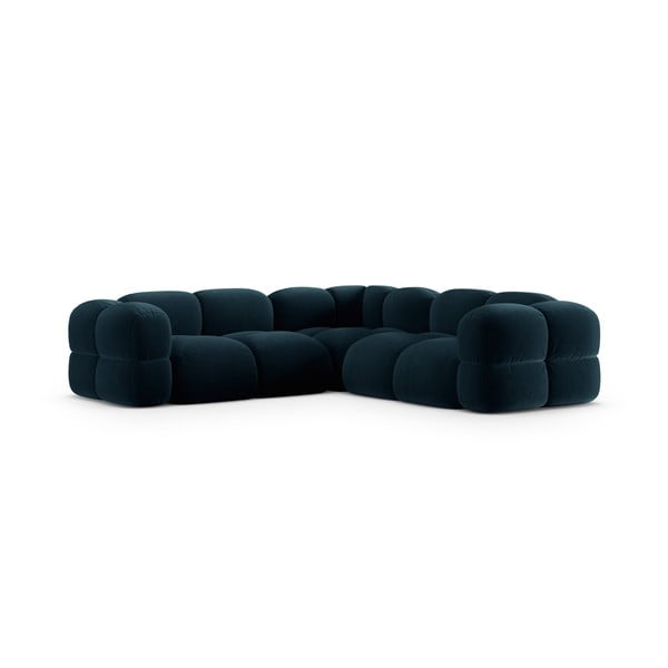 Tamsiai mėlynos spalvos iš velveto kampinė sofa Loretto – Cosmopolitan Design-image-3
