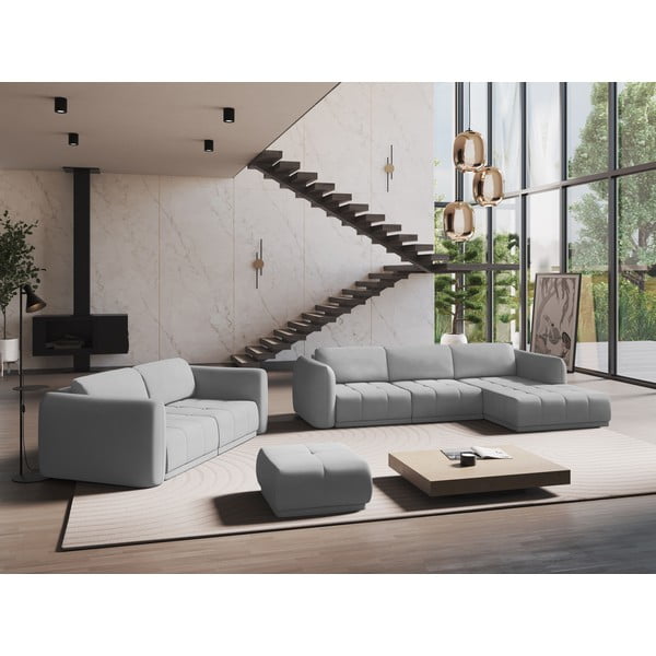 Šviesiai pilkos spalvos kampinė sofa (su dešiniuoju kampu) Hoku – Makamii-image-1