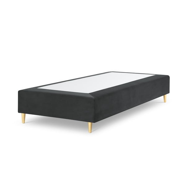 Tamsiai pilka aksominė viengulė lova Milo Casa Lia, 90 x 200 cm
