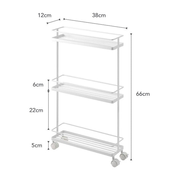 Iš metalo lentyna ant ratukų baltos spalvos 38x66 cm Tower – YAMAZAKI-image-2
