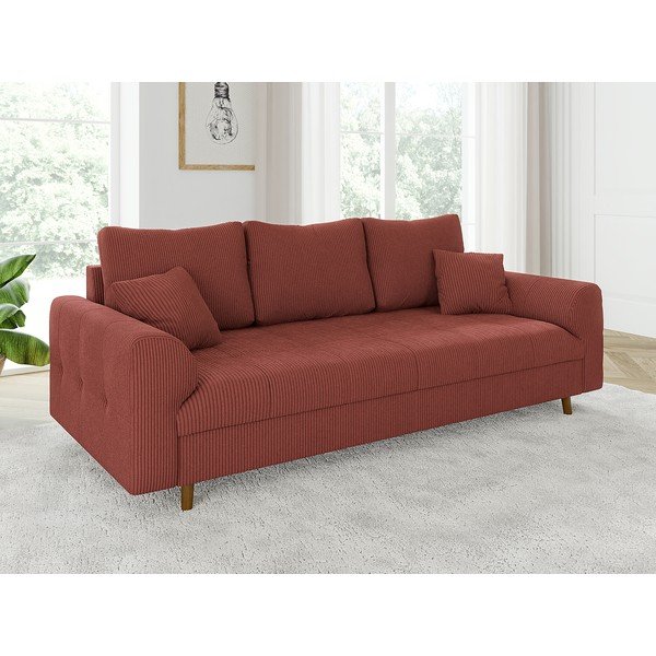 Raudonos plytų spalvos iš kordinio velveto sofa 210 cm Ariella – Ropez-image-3