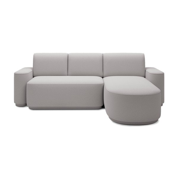 Šviesiai pilkos spalvos iš šenilinio audinio sulankstoma/su sandėliavimo vieta kampinė sofa (su dešiniuoju kampu/su gultu) Aurumm – ELTAP