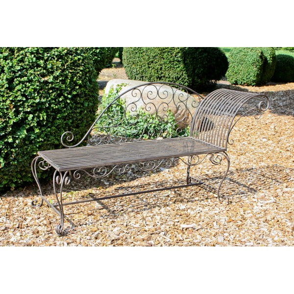 Metalinis sodo suoliukas juodos spalvos/tamsiai rudos spalvos Lamington – Garden Pleasure-image-1