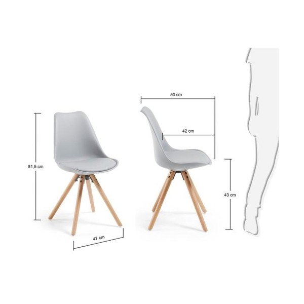 4 pilkų "La Forma Lars" valgomojo kėdžių rinkinys-image-4