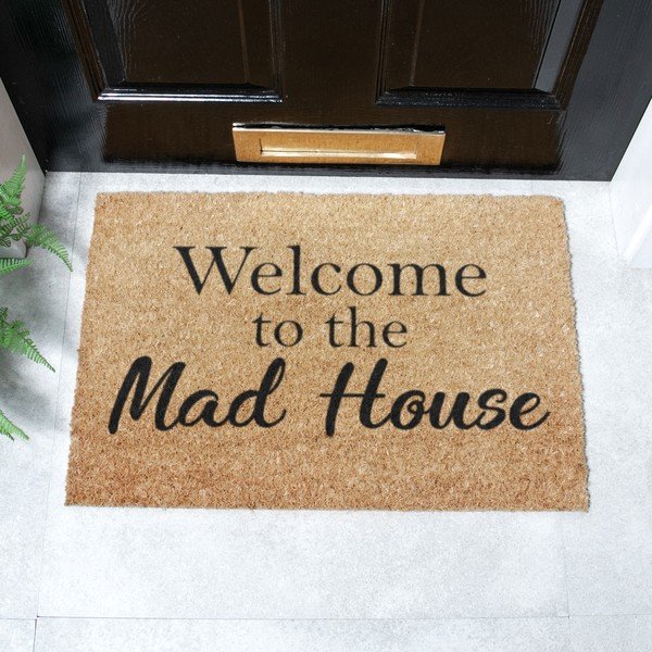 Iš kokoso pluošto grindų kilimėlis 40x60 cm Welcome to the Mad House – Artsy Doormats-image-2