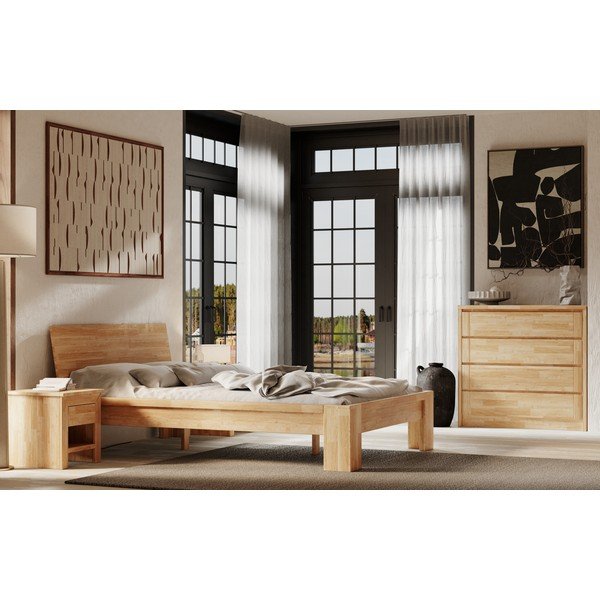 Iš ąžuolo masyvo žema šoninė spintelė natūralios spalvos 105x96 cm Timo – Olivia Living-image-1